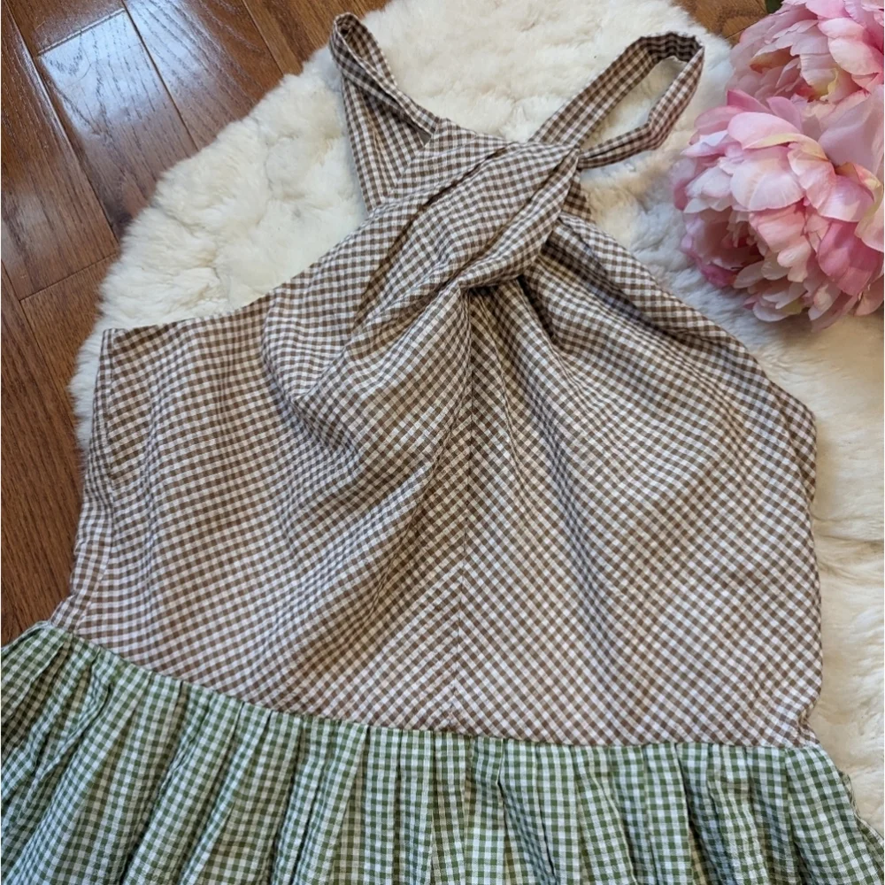 GAL MEETS GLAM Alma Two- Color Gingham Halter Neck Dress 20 - Picture 8 of 15
